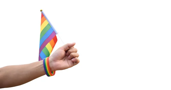 Happy Pride Month 2023 Hbtq Symbol Och Regnbågsflagga Och Armband — Stockfoto