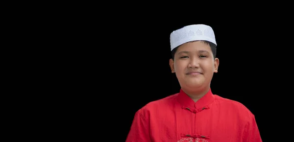 Νεαρό Ασιατικό Μουσουλμάνο Ισλαμικό Αγόρι Φοράει Καπέλο Και Γυαλιά Κρατώντας — Φωτογραφία Αρχείου