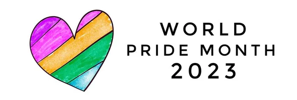 世界骄傲月2023 复制空间 男女同性恋 双性恋 变性者和变性者爱的概念 以及庆祝男女同性恋 双性恋 变性者和变性者自豪月 世界各国人民的彩绘彩绘 — 图库照片