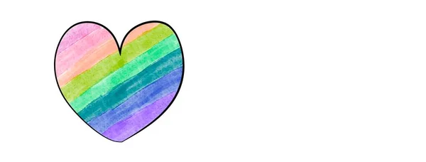 Rysunek Serca Tęczowych Kolorach Przestrzeń Kopiowania Koncepcja Miłości Osób Lgbt — Zdjęcie stockowe