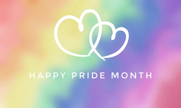 世界中のLgbtq コミュニティのお祝いのためのコンセプト Happy Pride Month ハッピープライド月間 というテキストで虹色を描く — ストック写真