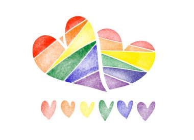 Gökkuşağı kalbi beyaz arkaplan üzerine yazı alanı, kutlama, destek ve katılma konsepti LGBTQ + dünyanın dört bir yanındaki insanların gurur ayı etkinlikleri.