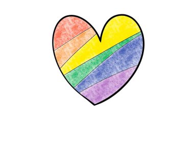 Gökkuşağı kalbi beyaz arkaplan üzerine yazı alanı, kutlama, destek ve katılma konsepti LGBTQ + dünyanın dört bir yanındaki insanların gurur ayı etkinlikleri.