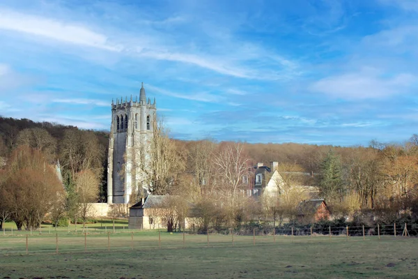 Wieża Saint Nicolas Abbaye Notre Dame Bec Bec Hellouin Normandia — Zdjęcie stockowe