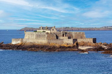 Ulusal Kale sular yükseldiğinde, Saint Malo, Fransa, Ille-et-Vilaine Bölümü