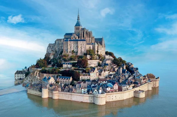 Αεροφωτογραφία Του Mont Saint Michel Νορμανδία Γαλλία — Φωτογραφία Αρχείου