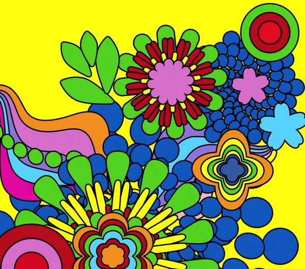Estilo Inspirado Movimiento Hippie Flores Poderes Los Años Sesenta — Foto de Stock