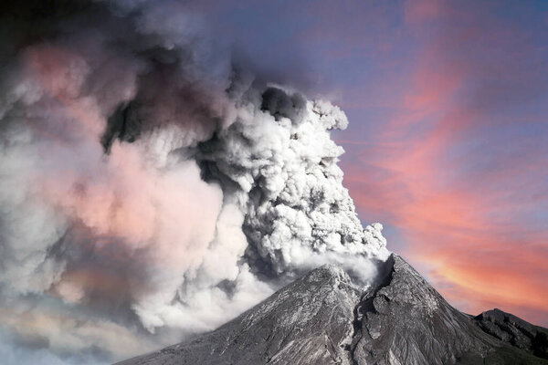 Mount Merapi volcano erupting. Indonesia