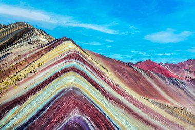 Vinicunca, Cusco Bölgesi, Peru. Montana de Siete Renkleri, veya Gökkuşağı Dağı.