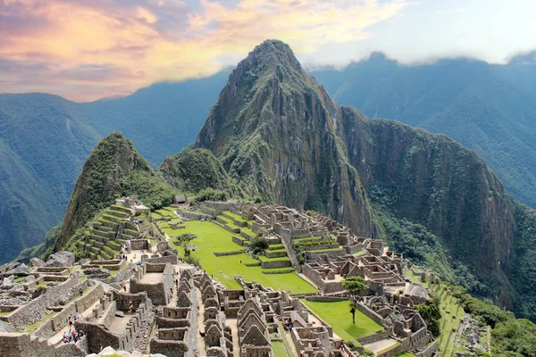Μάτσου Πίτσου Περού Άποψη Της Αρχαίας Πόλης Των Ίνκας Μνημείο — Φωτογραφία Αρχείου