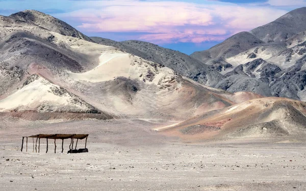 stock image Peru, near Nazca, the necropolis of Chauchilla, a colourful desert landscape.