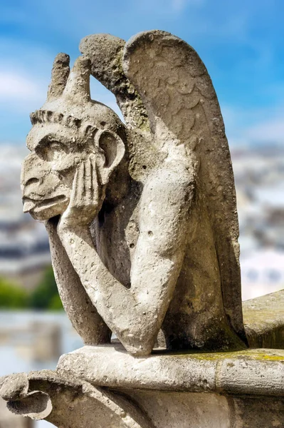 Stryge Famous Gargoyle North Tower Notre Dame Cathedral Paris 19Th — Stock Photo, Image