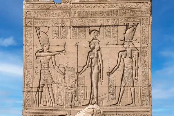 Dettaglio Una Porta Del Tempio Athor Dendera Egitto Gli Dei — Foto Stock