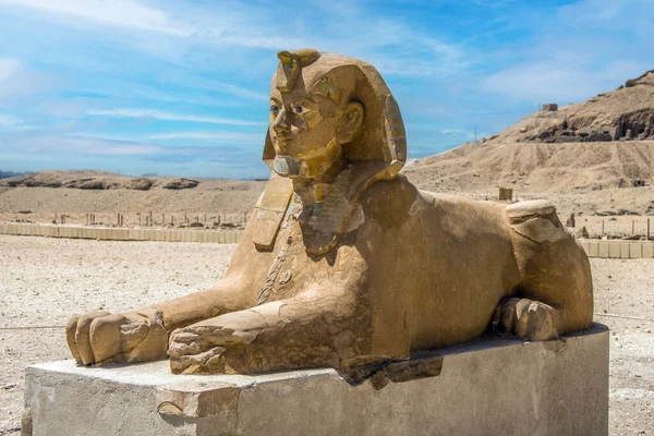 Sphinx Statue Eingang Zum Tempel Der Hatschepsut Luxor Ägypten — Stockfoto