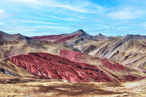 Tájkép Cordillera Arcoiris Palcoyo Hegy Színes Piros Cusco Vagyok Peru — Stock Fotó
