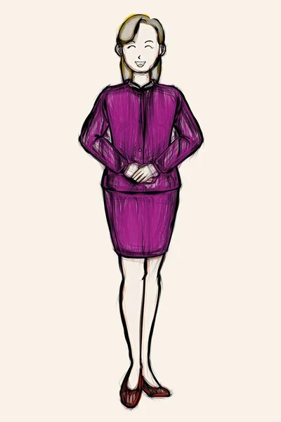Dibujo Boceto Una Mujer Con Vestido Malva —  Fotos de Stock