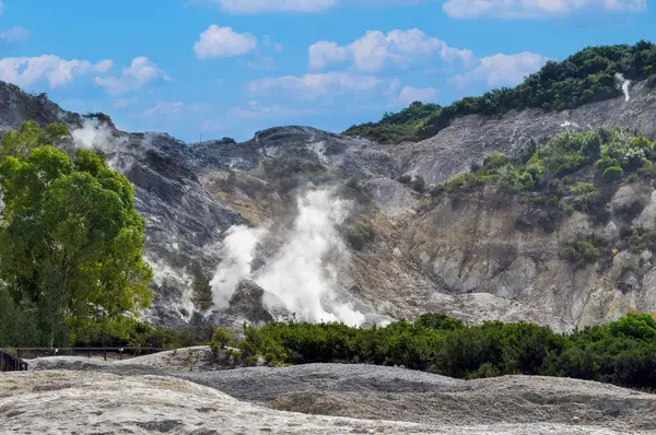 Phlegrean Fields, Napoli 'nin batısında bulunan bir süper volkandır. Napoli 'nin doğusundaki Vesuvius' u da kapsayan Campanian volkanik yayının bir parçasıdır. Phlegrean Fields tarafından izlenmektedir ve 2003 yılında bölgesel park ilan edilmiştir.