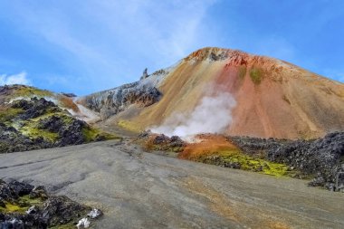 Torfajokull volkanik sistemi ve Brennisteinsalda volkanı. İzlanda