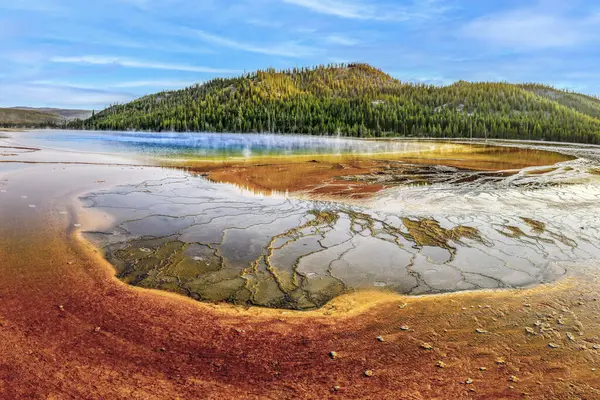 Grand Prismatic Spring, in Yellowstone National Park, Wyoming, is the largest hot spring in the United States