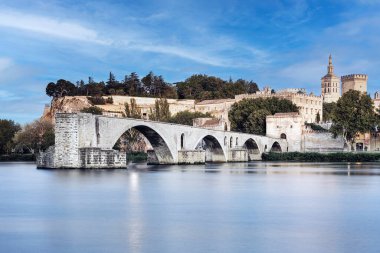 The Pont Saint-Benezet, also known as the Pont d'Avignon, was a medieval bridge spanning the Rhone river in the city of Avignon. Department of Vaucluse. France. Only four arches remain. clipart