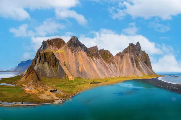 Góra Vestrahorn Przylądku Stokksnes Islandii — Zdjęcie stockowe