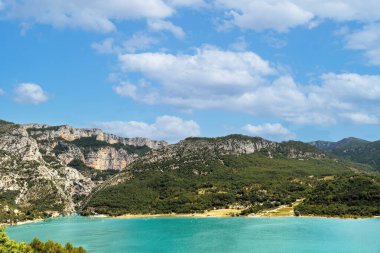 Lake Sainte-Croix in the Gorges du Verdon. Departments of Var and Alpes-de-Hautes-Provence. France clipart