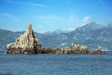 Korsika 'daki Calanques de Piana veya Corsican Calanques. Fransa