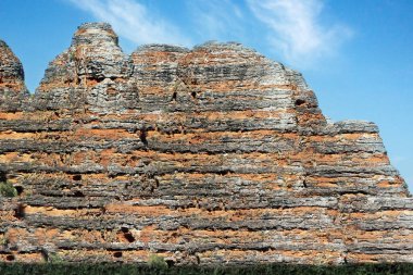 Purnululu Ulusal Parkı, Dünya Mirası Alanı ve Batı Avustralya 'daki Bungle Bungle kayalarının katmanlarının yakın çekimleri