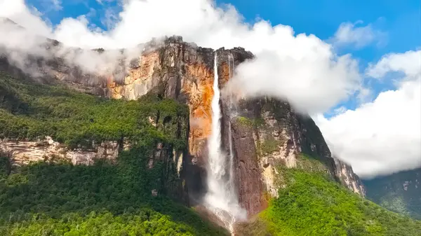 Dünyanın en yüksek şelalesi, Angel Falls veya bulutlardaki Salto Angel. Venezuela