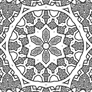 El çizimi Mandala, siyah beyaz sanat, yetişkin boyama sayfası, ayrıntılı çizim, taslak karalama, baskı, sanat.