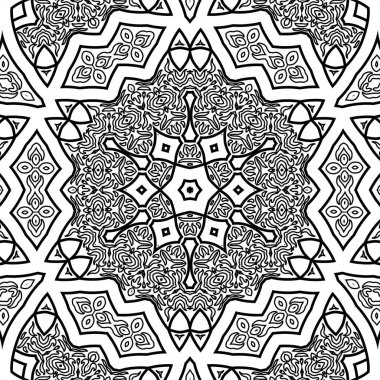 El çizimi Mandala, siyah beyaz sanat, yetişkin boyama sayfası, ayrıntılı çizim, taslak karalama, baskı, sanat.