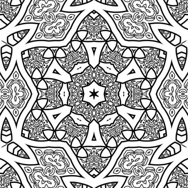 El çizimi Mandala, siyah beyaz sanat, yetişkin boyama sayfası, ayrıntılı çizim, taslak karalama, baskı, sanat.