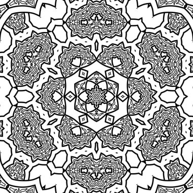 El çizimi Mandala, siyah beyaz sanat, yetişkin boyama sayfası, ayrıntılı çizim, taslak karalama, baskı, sanat.