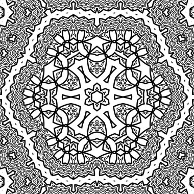 El çizimi Mandala, siyah beyaz sanat, yetişkin boyama sayfası, ayrıntılı çizim, taslak karalama, baskı, sanat.