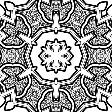 El çizimi Mandala, siyah beyaz sanat, yetişkin boyama sayfası, ayrıntılı çizim, taslak karalama, baskı, sanat.