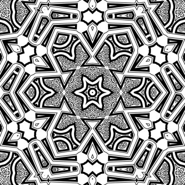 El çizimi Mandala, siyah beyaz sanat, yetişkin boyama sayfası, ayrıntılı çizim, taslak karalama, baskı, sanat.