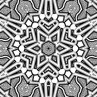 El çizimi Mandala, siyah beyaz sanat, yetişkin boyama sayfası, ayrıntılı çizim, taslak karalama, baskı, sanat.