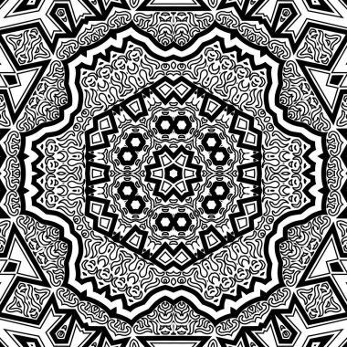 El çizimi Mandala, siyah beyaz sanat, yetişkin boyama sayfası, ayrıntılı çizim, taslak karalama, baskı, sanat.