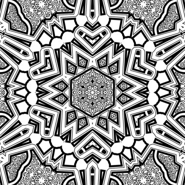 El çizimi Mandala, siyah beyaz sanat, yetişkin boyama sayfası, ayrıntılı çizim, taslak karalama, baskı, sanat.