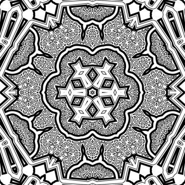 El çizimi Mandala, siyah beyaz sanat, yetişkin boyama sayfası, ayrıntılı çizim, taslak karalama, baskı, sanat.