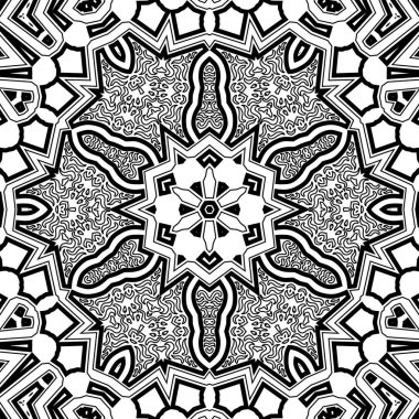 El çizimi Mandala, siyah beyaz sanat, yetişkin boyama sayfası, ayrıntılı çizim, taslak karalama, baskı, sanat.