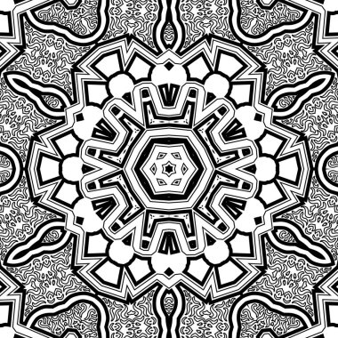 El çizimi Mandala, siyah beyaz sanat, yetişkin boyama sayfası, ayrıntılı çizim, taslak karalama, baskı, sanat.