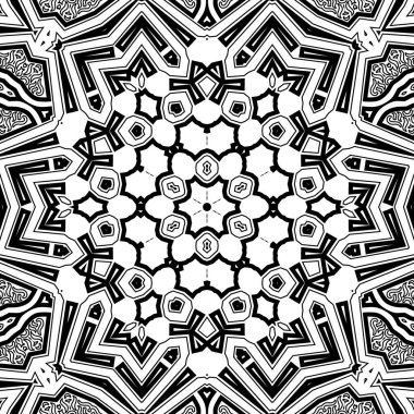 El çizimi Mandala, siyah beyaz sanat, yetişkin boyama sayfası, ayrıntılı çizim, taslak karalama, baskı, sanat.