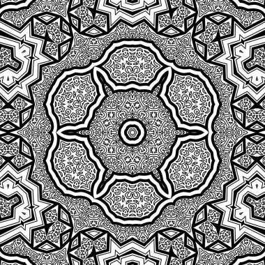 El çizimi Mandala, siyah beyaz sanat, yetişkin boyama sayfası, ayrıntılı çizim, taslak karalama, baskı, sanat.