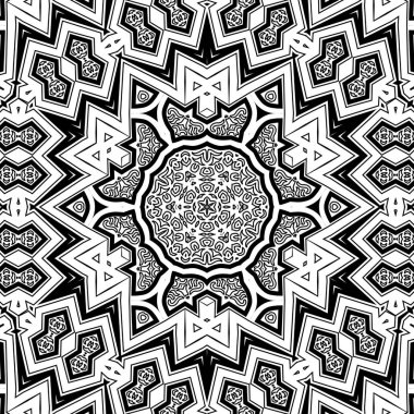 El çizimi Mandala, siyah beyaz sanat, yetişkin boyama sayfası, ayrıntılı çizim, taslak karalama, baskı, sanat.