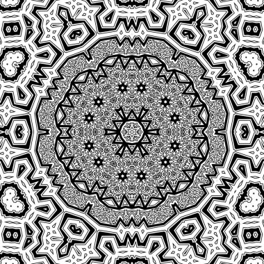 El çizimi Mandala, siyah beyaz sanat, yetişkin boyama sayfası, ayrıntılı çizim, taslak karalama, baskı, sanat.