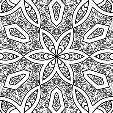 El çizimi Mandala, siyah beyaz sanat, yetişkin boyama sayfası, ayrıntılı çizim, taslak karalama, baskı, sanat.