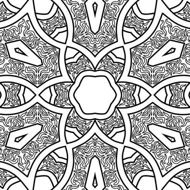 El çizimi Mandala, siyah beyaz sanat, yetişkin boyama sayfası, ayrıntılı çizim, taslak karalama, baskı, sanat.