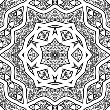 El çizimi Mandala, siyah beyaz sanat, yetişkin boyama sayfası, ayrıntılı çizim, taslak karalama, baskı, sanat.