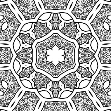 El çizimi Mandala, siyah beyaz sanat, yetişkin boyama sayfası, ayrıntılı çizim, taslak karalama, baskı, sanat.